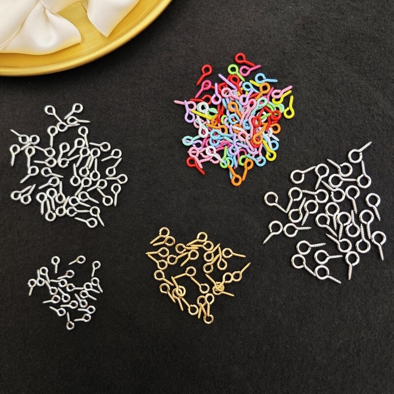 羊眼钉自攻螺丝钉吊环挂钩吊坠diy钥匙扣金属配件彩色羊角钉挂件