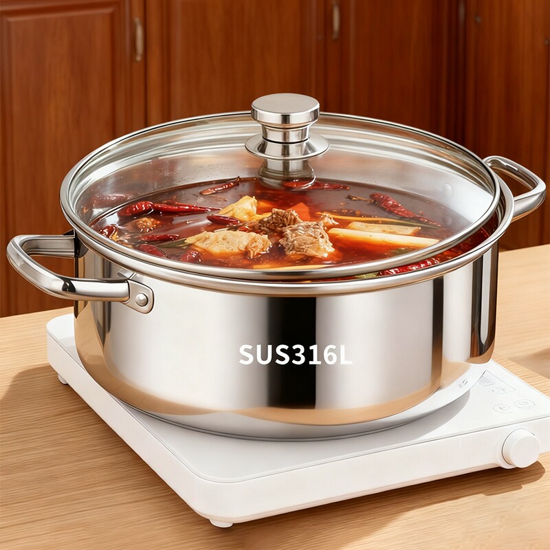 加厚食品级316不锈钢汤锅家用电磁炉专用火锅盆2025新款鸳鸯锅