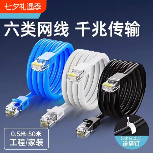 安方普纯铜网线家用万兆超6千兆六类5类高速电脑成品路由器连接线