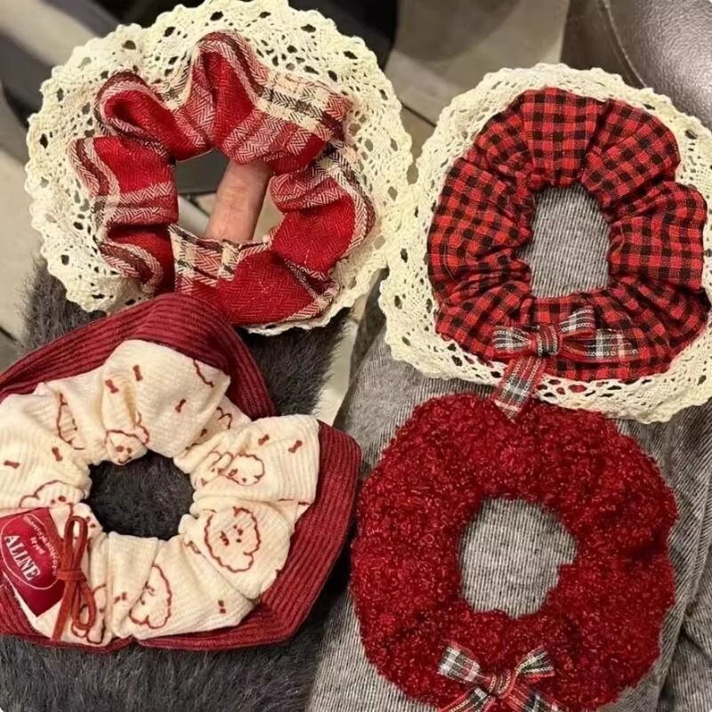 新年安卡拉红发圈大肠圈秋冬毛绒发饰皮筋女扎头发绳高级感头绳