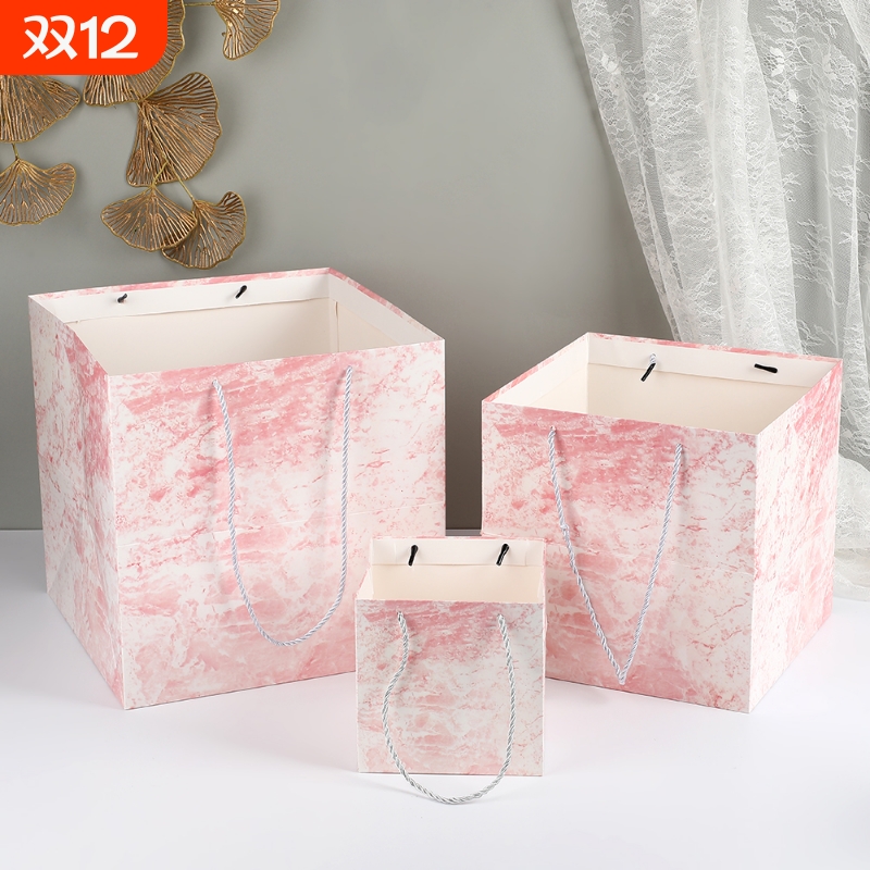 ins风加厚大号手提袋情人节正方形礼品袋蛋糕包装纸袋送礼物袋子