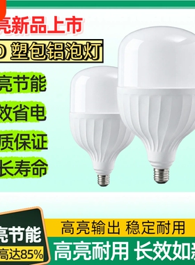 塑包铝 E27 螺口 LED 灯泡客厅卧室厨卫阳台通用高亮灯泡大路灯