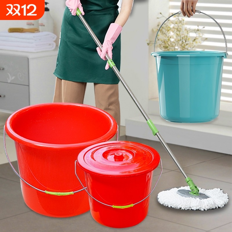 加厚塑胶红色水桶家用18升大容量提水桶耐摔带盖洗车拖地用欧式提