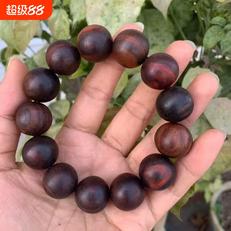 老挝大红酸枝木佛珠手串纯天然手把件老料念珠手链沉香木