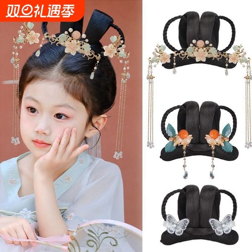 儿童汉服假发古装舞台演出可爱