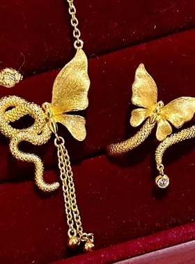 925轻奢复古拉丝蛇蝶项链法式小众时尚高级感超仙蝴蝶灵蛇锁骨链