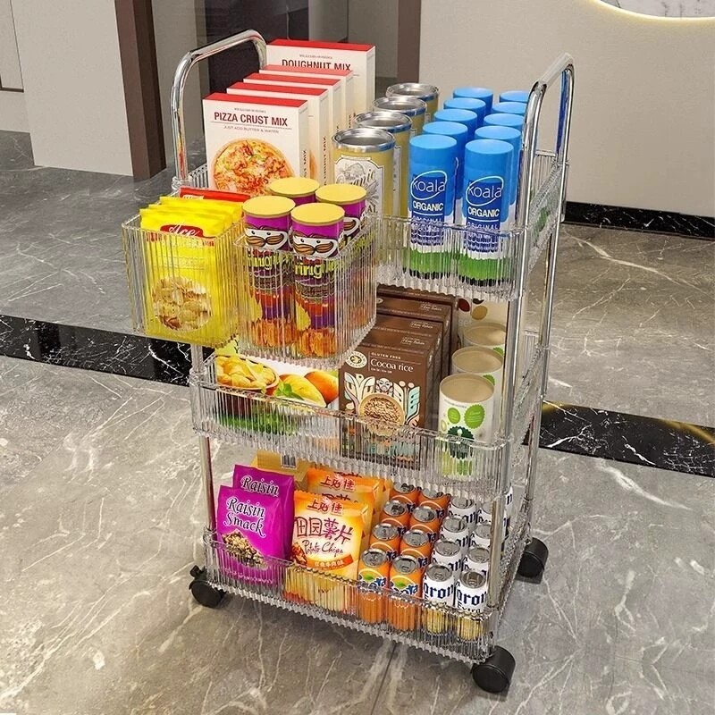 亚克力零食置物架小推车落地移动浴室卫生间收纳盒多层化妆品书籍