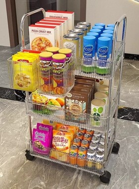 亚克力零食置物架小推车落地移动浴室卫生间收纳盒多层化妆品书籍