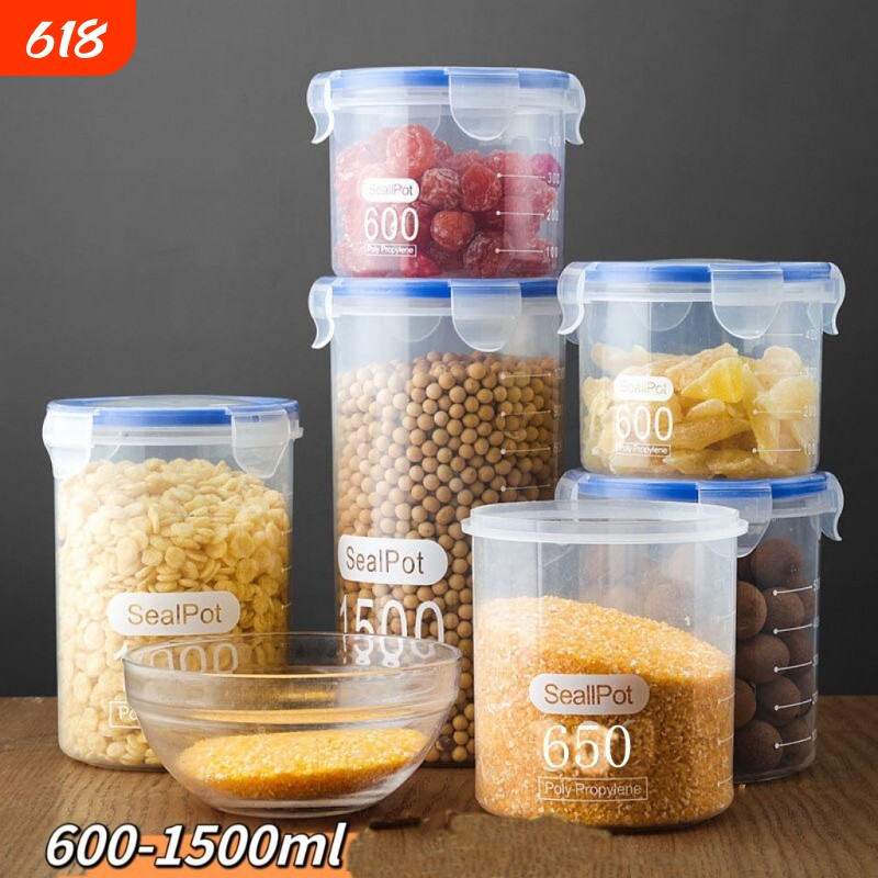 密封五谷杂粮储物罐厨房带盖收纳盒家用储存瓶子塑料透明食品罐子