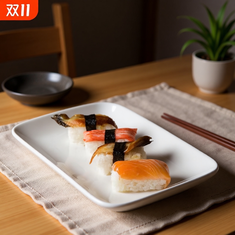 北欧餐厅点心盘平盘家用陶瓷早餐盘白色西餐盘长方形寿司盘商用
