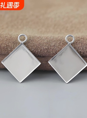 复古男女款高级感时尚银方形吊坠