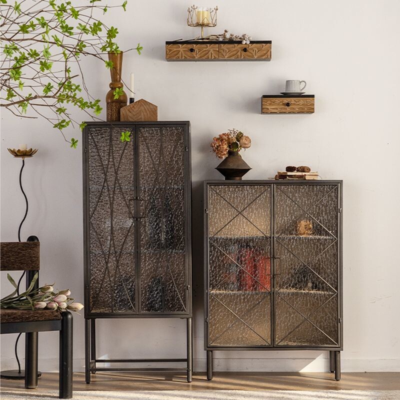 a契家铁艺美式乡村餐边柜对开门防霉防水客厅靠墙收纳柜