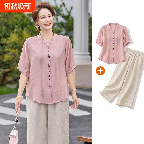 中年妈妈夏装棉麻上衣新中式开衫