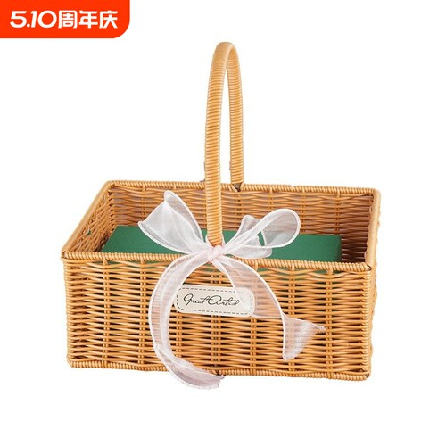 结婚兔子拍照编织伴手礼花篮篮花童小花篮道具礼品篮加花珍珠花泥