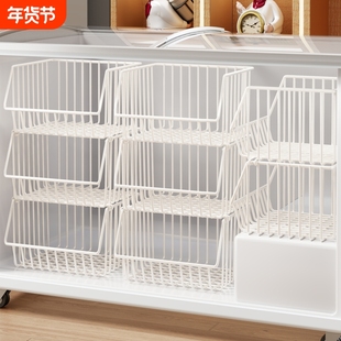 冰柜内部置物架分隔框网篮架超市冰箱隔层挡板收纳架分层多层零食