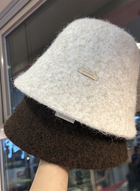 加厚渔夫帽子女秋冬季保暖水桶帽遮脸显脸小盆帽灰色白色黑色针织