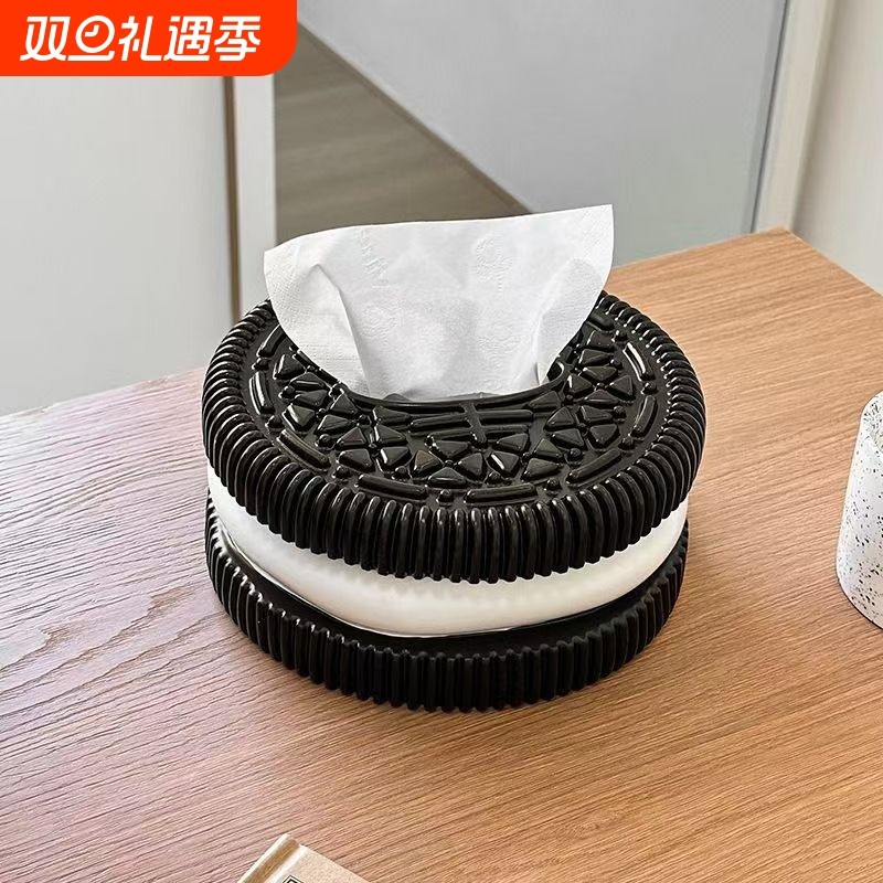 创意巨型奥利奥饼干纸巾盒家用纸巾收纳桌面装饰品摆件车载抽纸盒