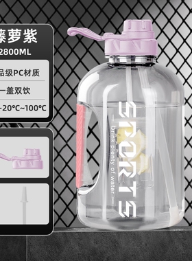 浦司 大容量便携运动水杯吨吨桶 带便携手提 紫色2800ML*1个