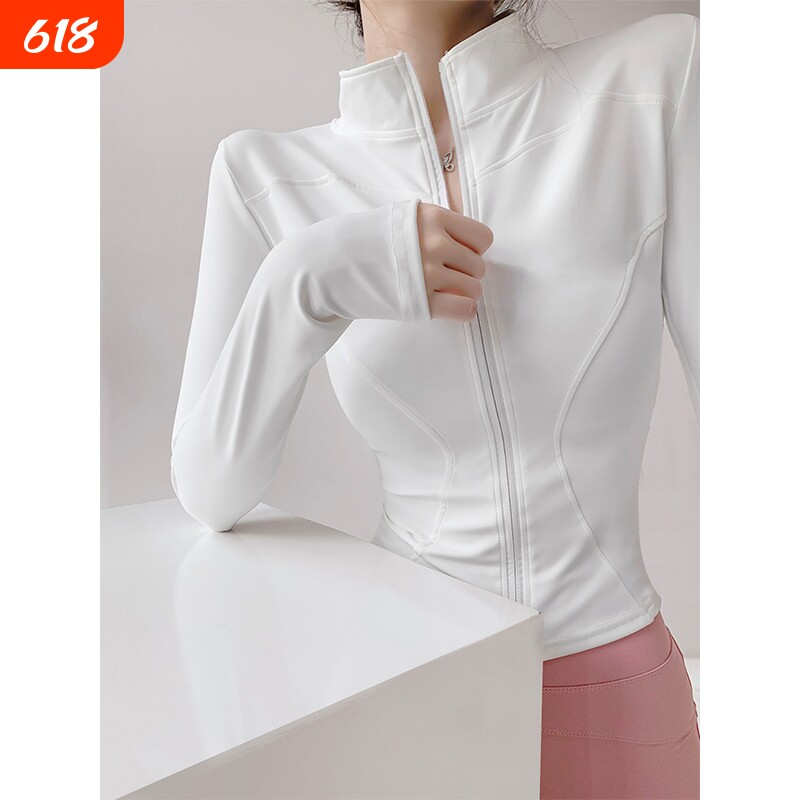 健身外套晨跑速干衣长袖有氧运动服女夏季跑步户外服薄款上衣瑜伽