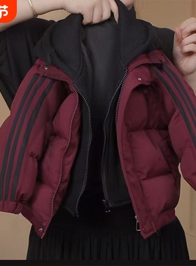 2025儿童羽绒棉服冬装加厚外套男女假两件保暖棉衣棉袄HDD369红色