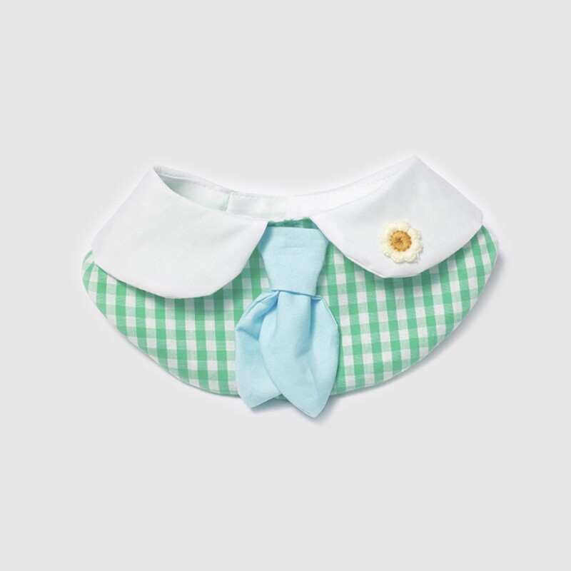 宠物领带围脖假领花边口水巾格子狗狗饰品猫咪围嘴围巾