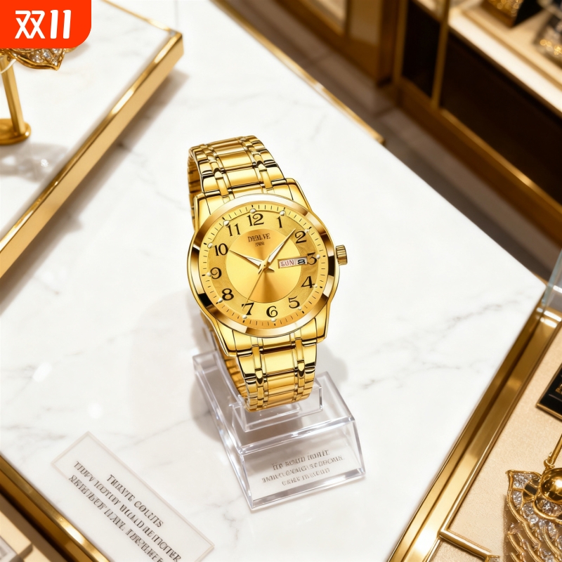 全自动男表手表男款机械风全自动防水数字双日历防水腕表男高级感