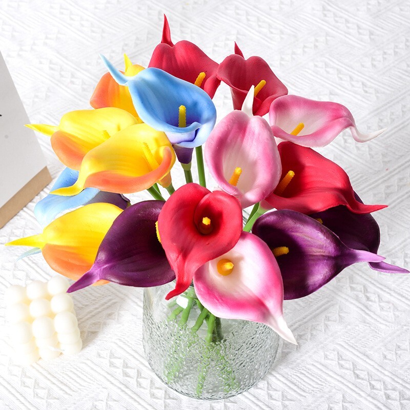 仿真马蹄莲pu手感假花仿真花 家居装饰摆件婚庆迷你小马蹄莲批发