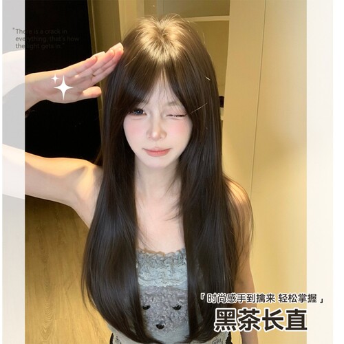 柏林少女冰冰不冷假发女新升级黑长直自然甜美逼真减龄全头套刘海