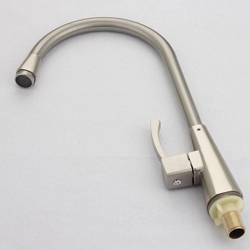 拉丝单水菜盆龙头大弯单冷水槽水龙头锌合金铜芯厨房龙头厂家