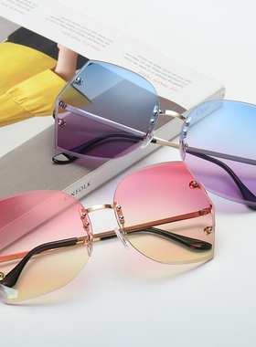 新款切边不规则太阳镜 个性男时尚女炫目海洋片太阳镜AB261