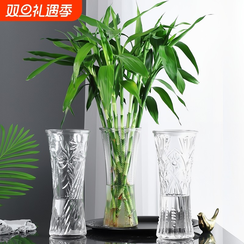 创意简约大号透明玻璃花瓶水养富贵竹家用插花瓶客厅摆件桌面极简