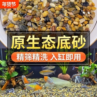 原生溪流石造景鱼缸底砂装饰五彩石过滤造景大石头天然免洗鹅卵石