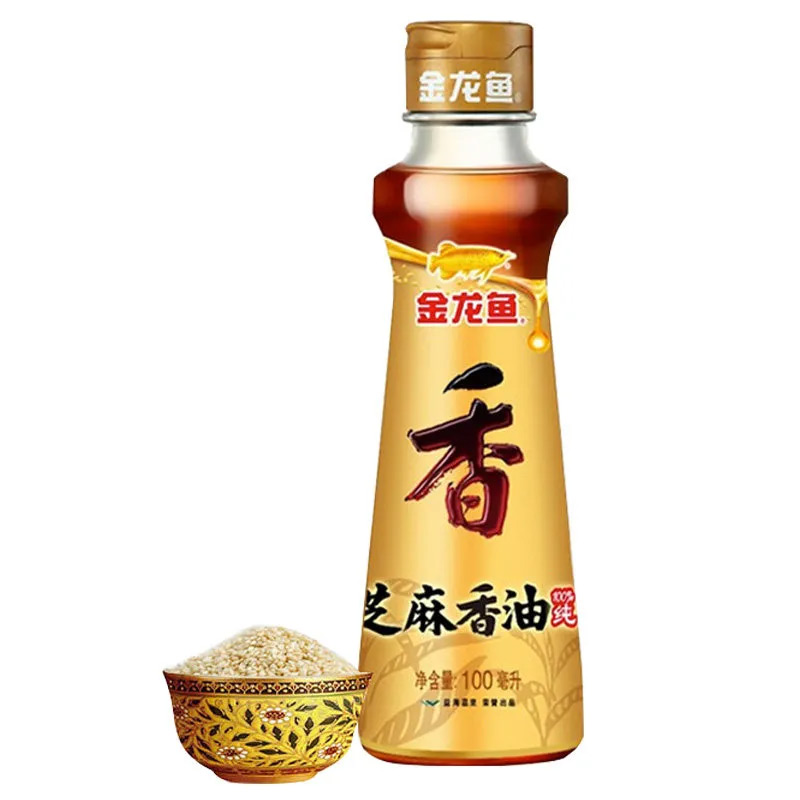 金龙鱼纯芝麻油100ml家用凉拌调味油小瓶玻璃瓶芝麻香油火锅蘸料