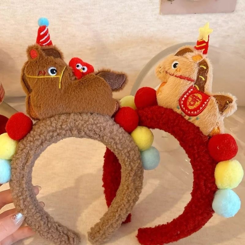 新年款红色小马儿童毛绒发箍女童不勒头发饰宝宝可爱醒狮头箍发卡,童装/婴儿装/亲子装,发饰,淘宝优惠券,粉丝福利购,淘宝优惠卷