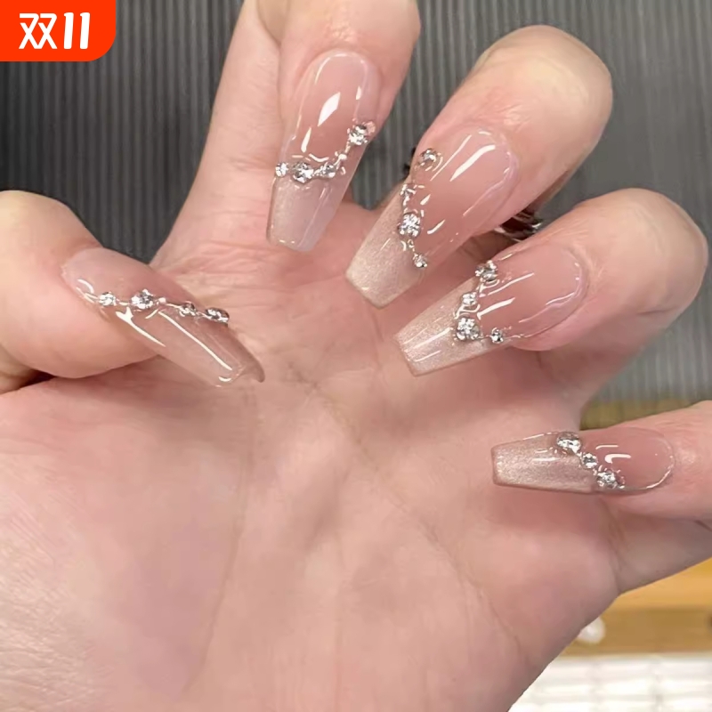 爆款穿戴甲高级感新品闪钻蝴蝶手工美甲甲片辣妹穿戴式指甲片显白