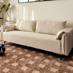 双人猫爪皮奶油风卧室小沙发 布艺沙发小户型客厅大象耳朵2025新款