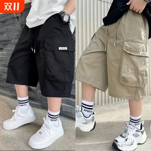 新款 夏季 薄款 五分裤 潮 男童工装 洋气中大童男孩学生休闲宽松短裤 裤