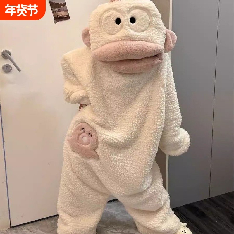 丑鱼睡衣连体珊瑚绒秋冬季加厚保暖搞怪卡通睡袍大嘴鱼可外穿家居,女士内衣/男士内衣/家居服,睡袍/浴袍,淘宝优惠券,粉丝福利购,淘宝优惠卷
