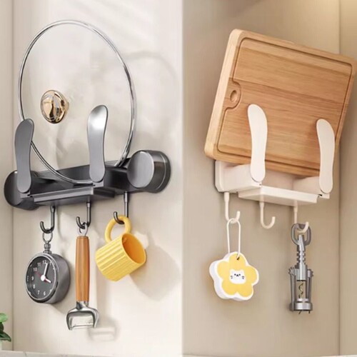 厨房锅盖架2026新款免打孔吸盘式多功能砧板菜板锅盖壁挂式收纳架