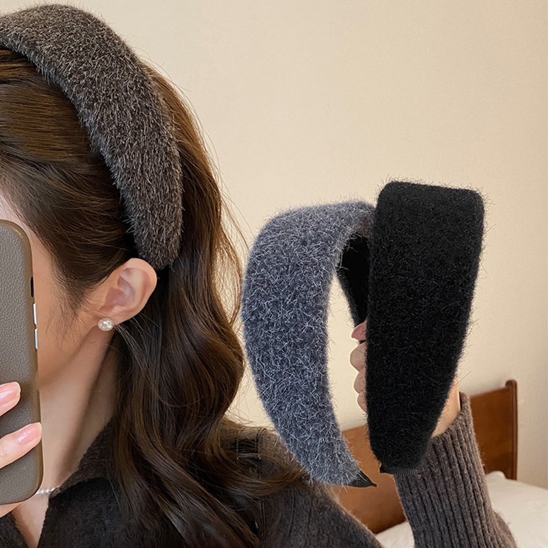 秋冬毛绒发箍女2025新款宽边加厚外戴高颅顶头箍气质百搭发卡发饰