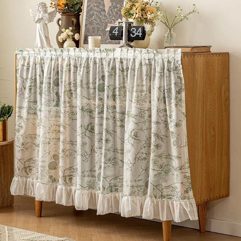 柜子遮挡帘免打孔魔术贴橱柜鞋架书架蕾丝防尘帘置物架杂物遮丑帘