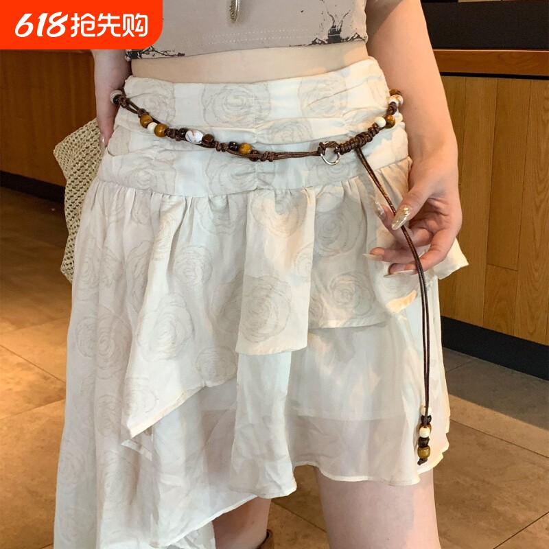 波西米亚民族风复古编织腰带女新中式串珠配连衣裙子腰链配饰腰绳