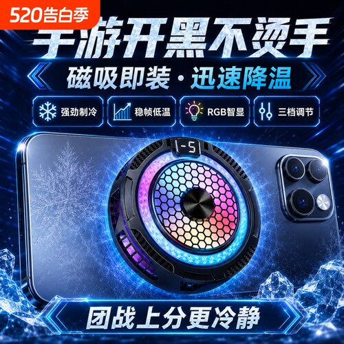 散热器手机苹果半导体水冷降温神器制冷冰封背夹磁吸式pro风扇适用华为iPhone小米黑鲨iqoo直播游戏专用充电