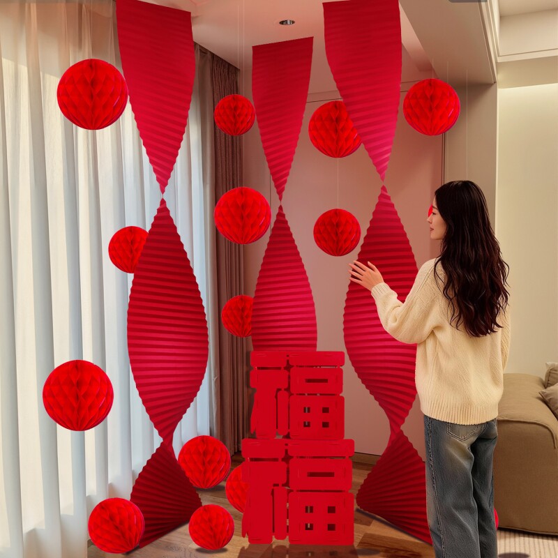 2026新年装饰春节过年氛围场景布置挂件马年福字条幅灯笼折扇挂饰