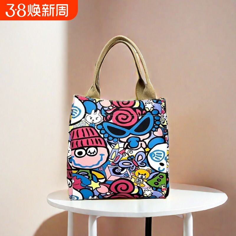 手拎包帆布手提袋上班族饭盒包外出女便携韩版零食便当包新款旅行