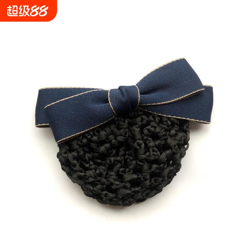 韩版牛仔加厚带网兜盘发服务员护士上班职业女发夹头花弹簧精致