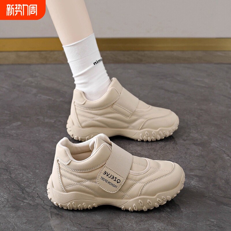 欧伦啄木鸟女鞋秋季轻便运动鞋魔术贴一脚蹬超轻软底不累脚孕妇防
