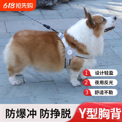 狗狗牵引绳Y型胸背带背心式宠物遛狗绳柴犬犬法斗柯基脖圈不勒脖