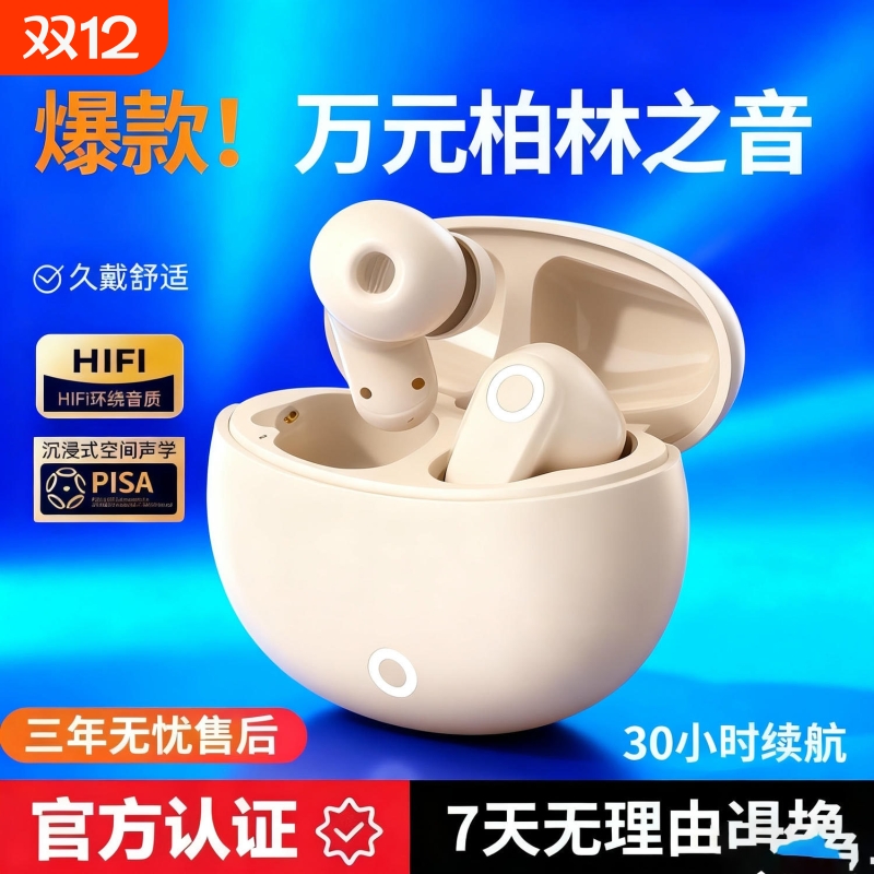 德国无线蓝牙耳机2025新款半入耳式深度降噪舒适佩戴运动长续航