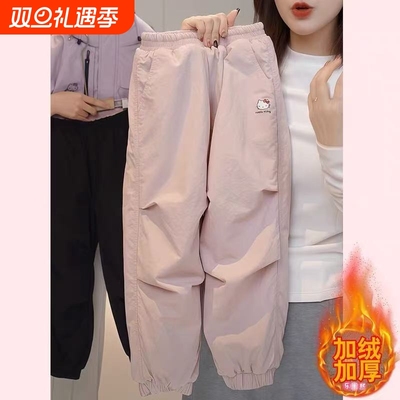 女童防风保暖软壳冲锋裤秋冬裤子儿童加绒中厚防寒运动裤3-15